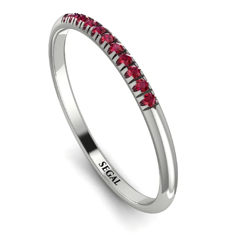 women's rings with matching earrings -Half Eternity Band With Ruby - Ayla No. 12