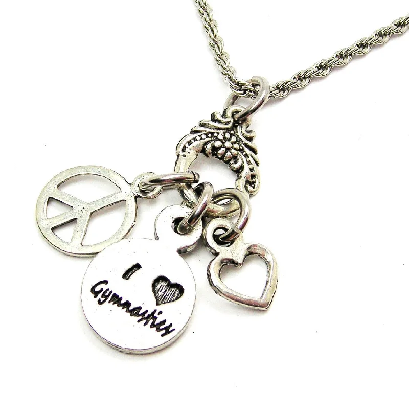 women's necklaces with infinity charm -Peace Love Gymnastics Catalog Necklace