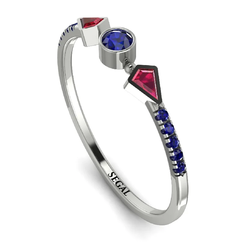 women's rings geometric design -Minimalist Geometric Sapphire Ring - Kimberly No. 72