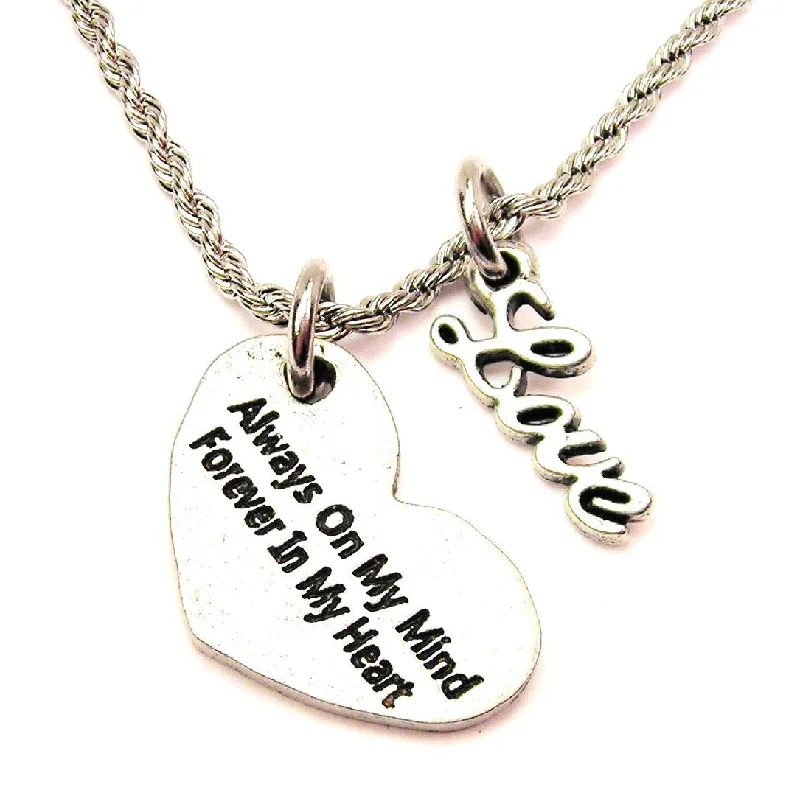 women's necklaces with vintage charm -Always On My Mind Forever In My Heart 20" Chain Necklace With Cursive Love Accent