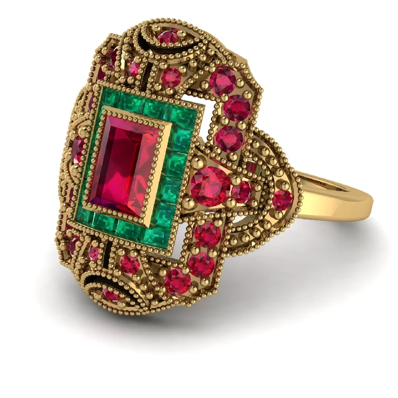 women's rings luxury bridal ring -Victorian Gold Ring With Ruby - Janice No. 25