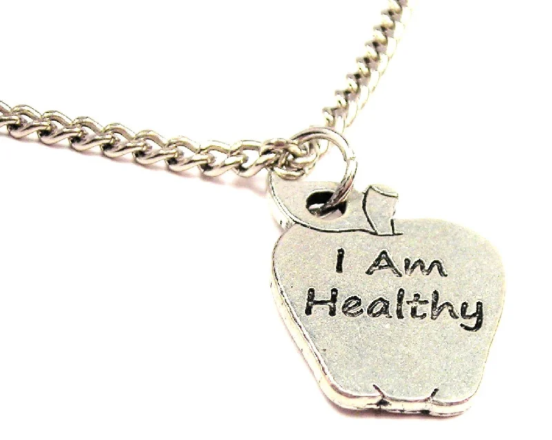 women's necklaces luxury jewelry -I Am Healthy Single Charm Necklace