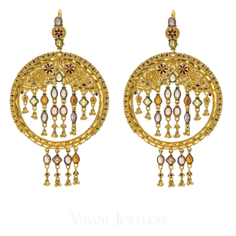 women's earrings with birthstone -22K Gold Long Earrings