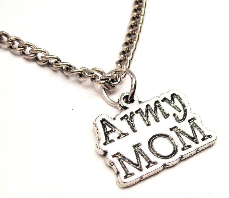 women's necklaces with arrow design -Army Mom Single Charm Necklace