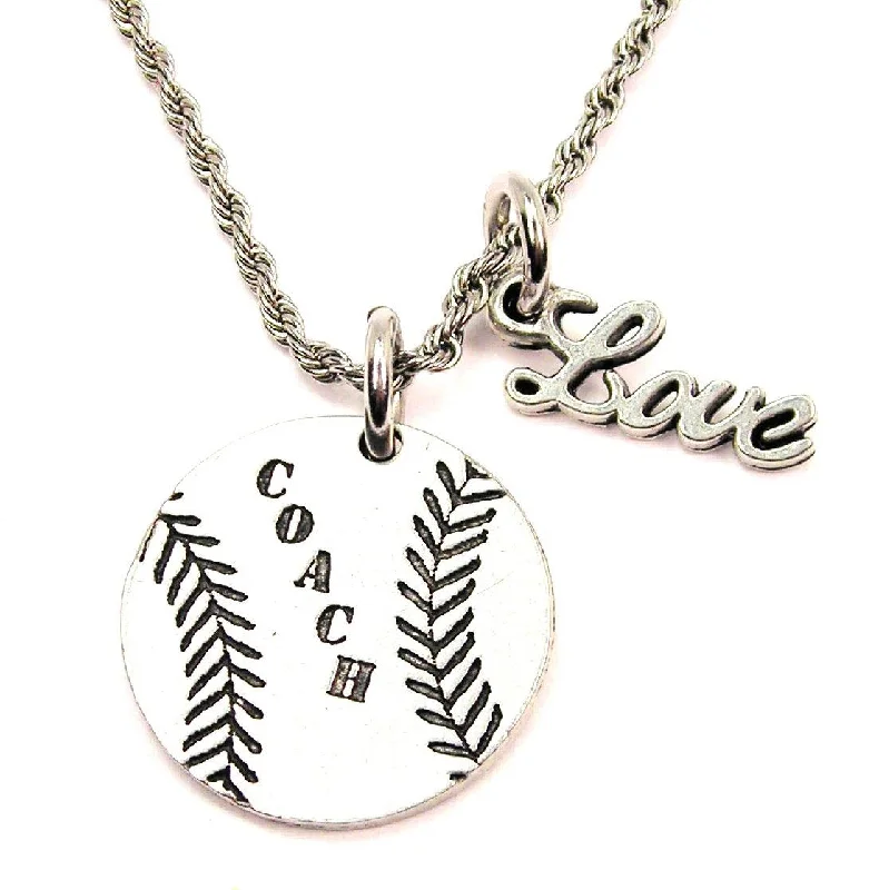 women's necklaces with turquoise stone -Coach Baseball Softball 20" Chain Necklace With Cursive Love Accent