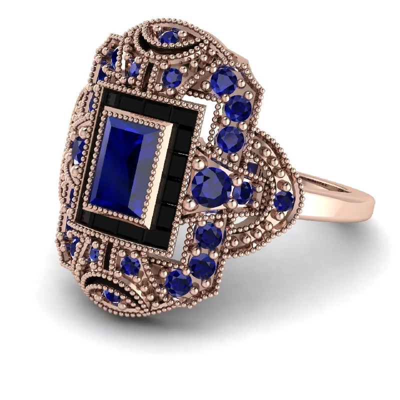 women's rings rose gold -Victorian Gold Ring With Sapphire - Janice No. 44