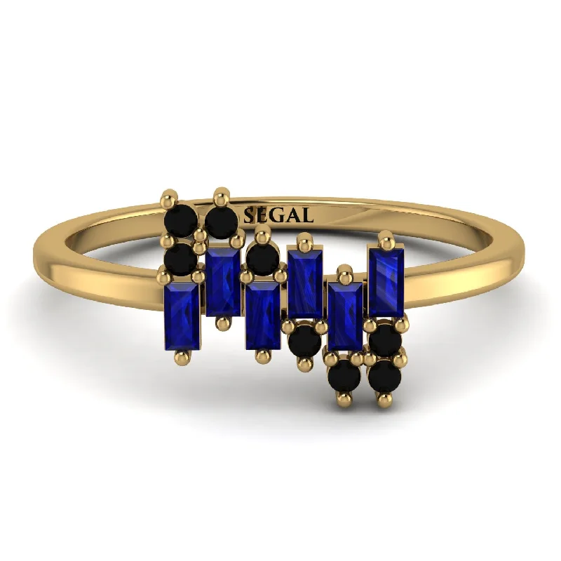 women's rings with sapphire accent -Baguette And Round Sapphire Band - Daniela No. 43