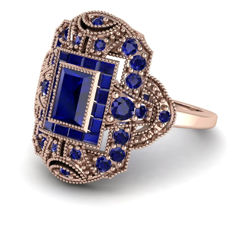 women's rings with birthstone -Victorian Gold Ring With Sapphire - Janice No. 74