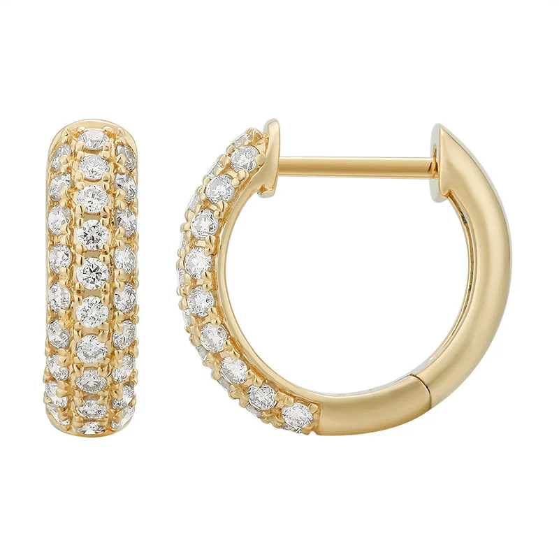 women's earrings with layered look -Diamond Pave Huggies