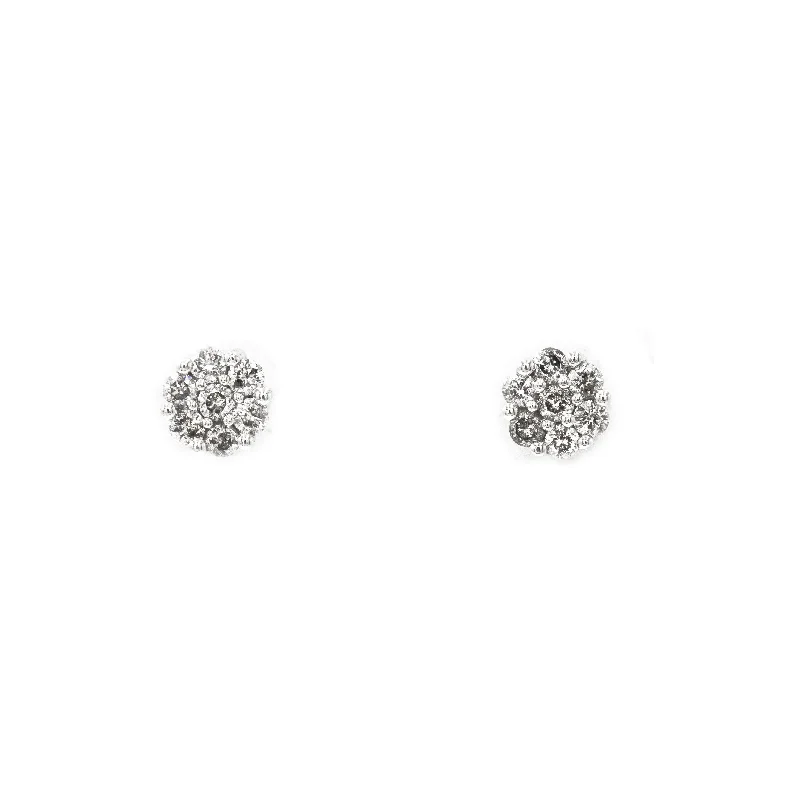 women's earrings with chain design -0.5 ct Diamond Cluster Earrings in 14k White Gold