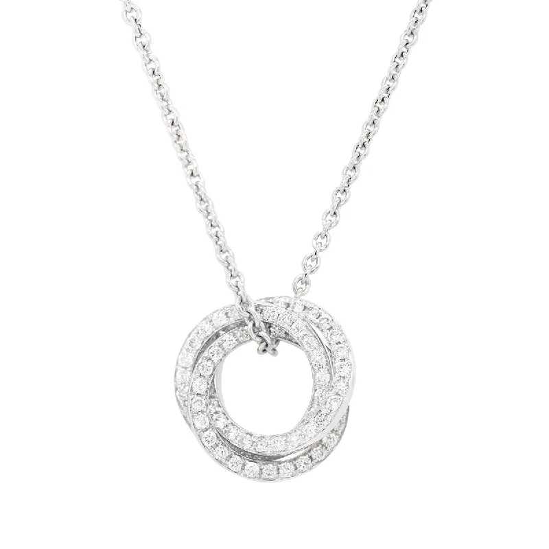 women's necklaces with snake design -WHITE GOLD PENDANT NECKLACE WITH DIAMOND INTERLOCKING RINGS, .31 CT TW