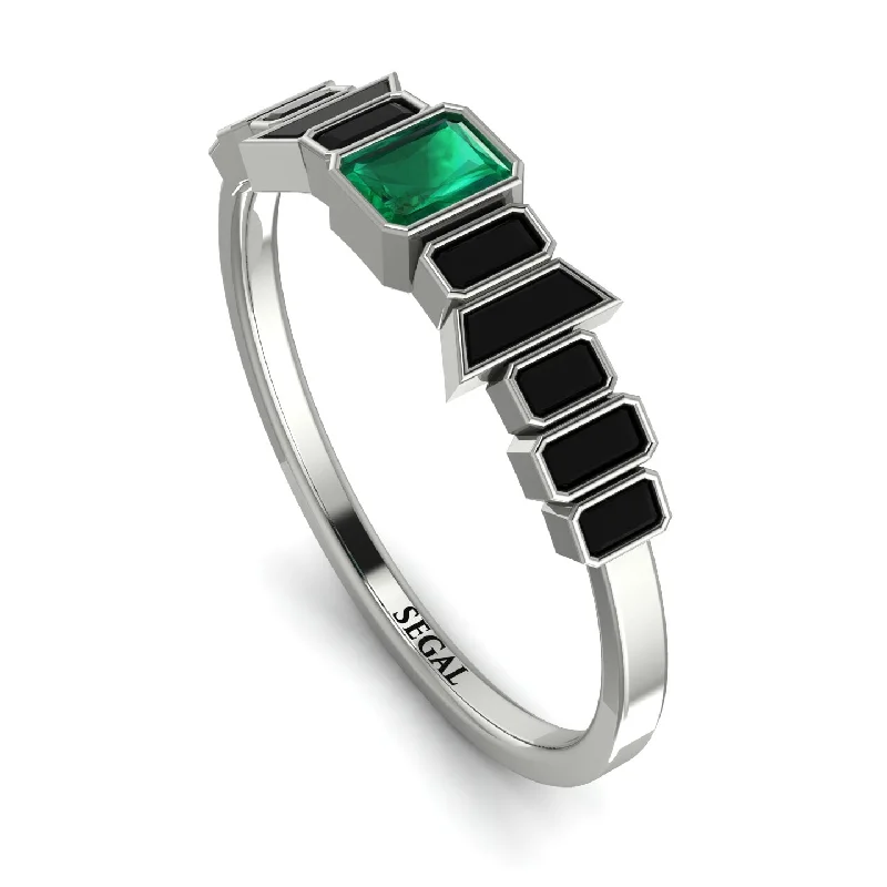 women's rings platinum -Emerald Emerald Mix Band - Valerie No. 36