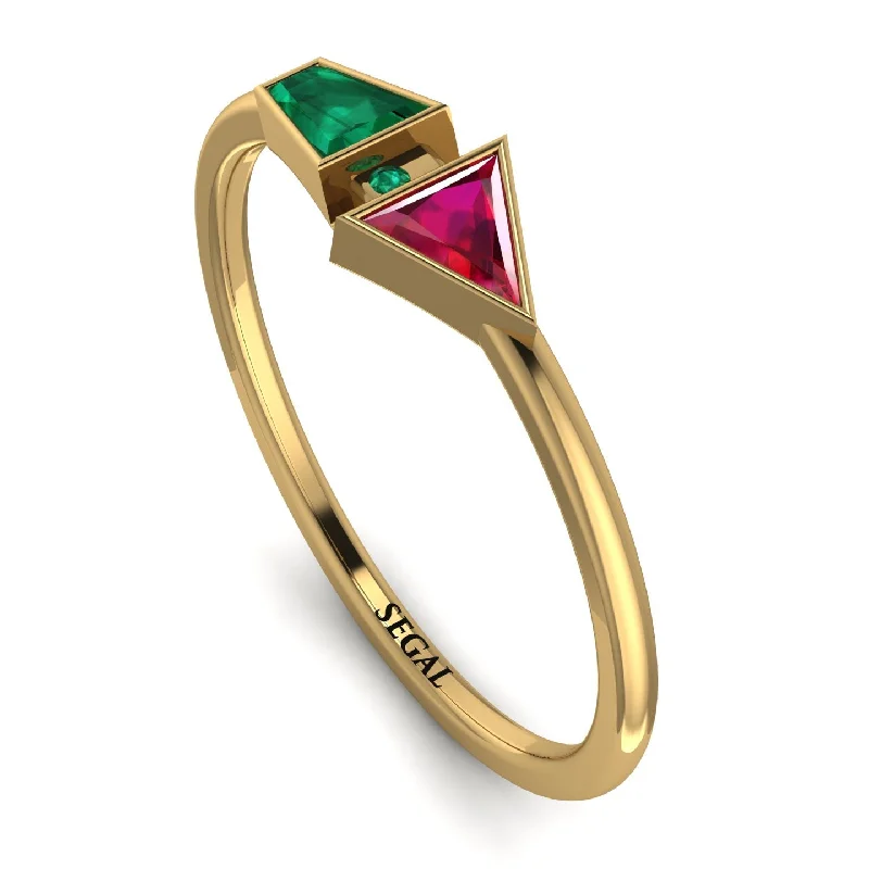 women's rings with halo diamonds -Geometrical Arrow Emerald Ring - Gracie No. 25