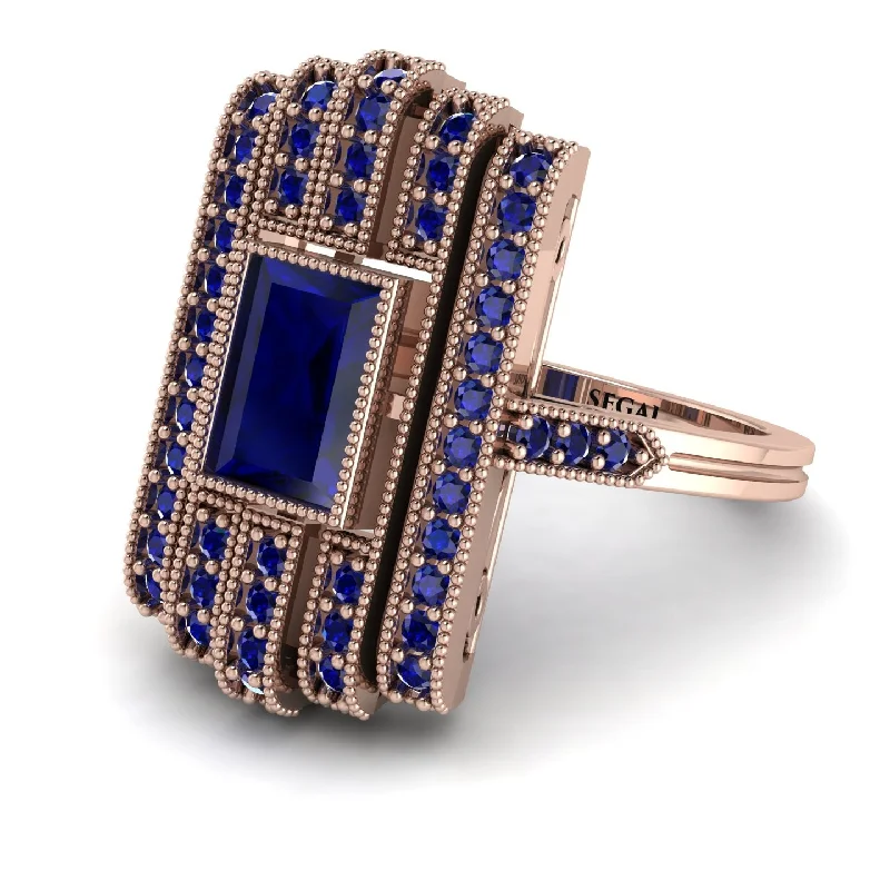 women's rings with cushion-cut diamond -Unmatched Style Gold Baguette Sapphire Ring - Jean No. 74