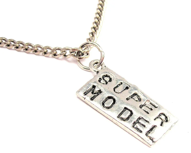 women's necklaces with bar design -Super Model Single Charm Necklace