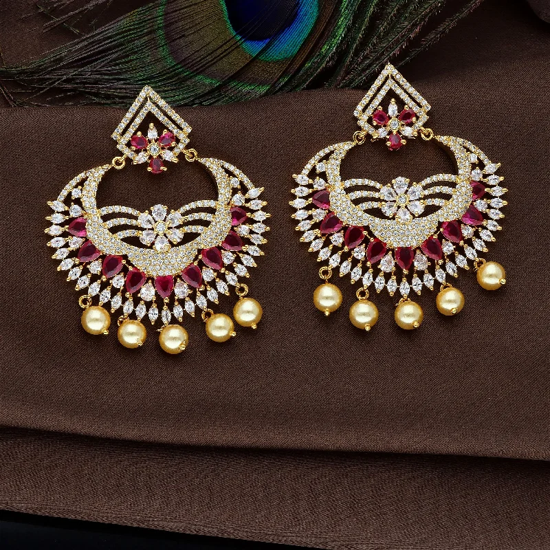 women's earrings with geometric design -Zirconia Dangler Earrings