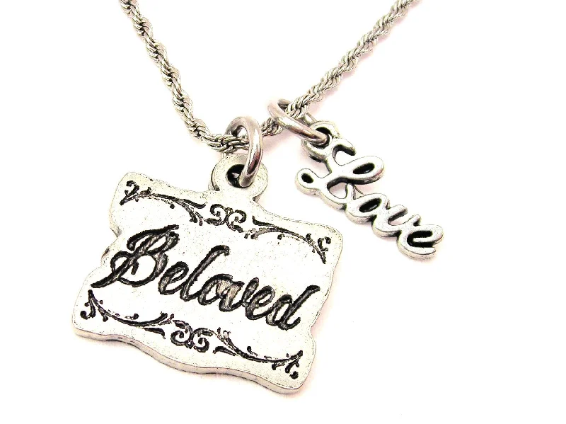 women's necklaces star pendant -Beloved 20" Chain Necklace With Cursive Love Accent