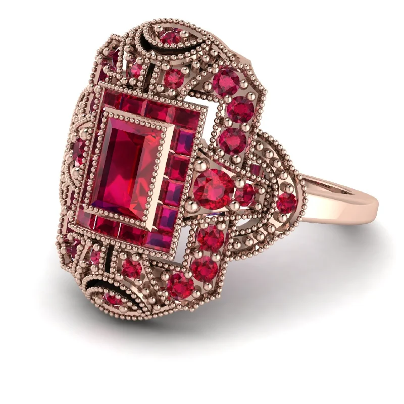 women's rings statement ring -Victorian Gold Ring With Ruby - Janice No. 56