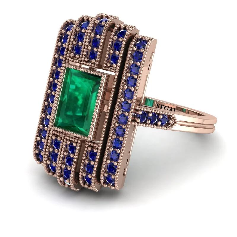 women's rings with sapphire halo -Unmatched Style Gold Baguette Emerald Ring - Jean No. 65