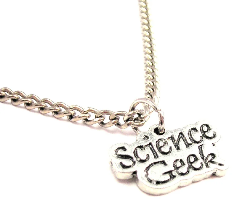 women's necklaces with teardrop design -Science Geek Single Charm Necklace