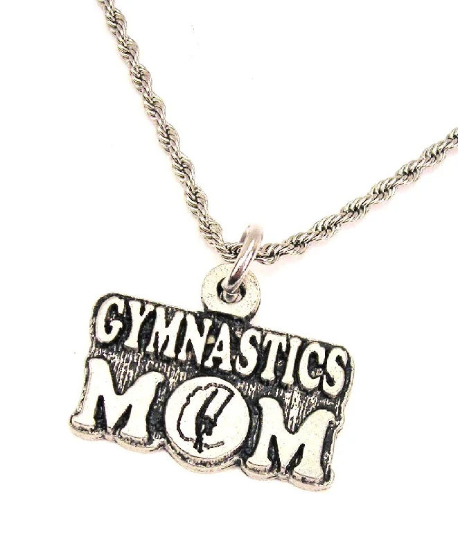 women's necklaces with feather charm -Gymnastics Mom Single Charm Necklace