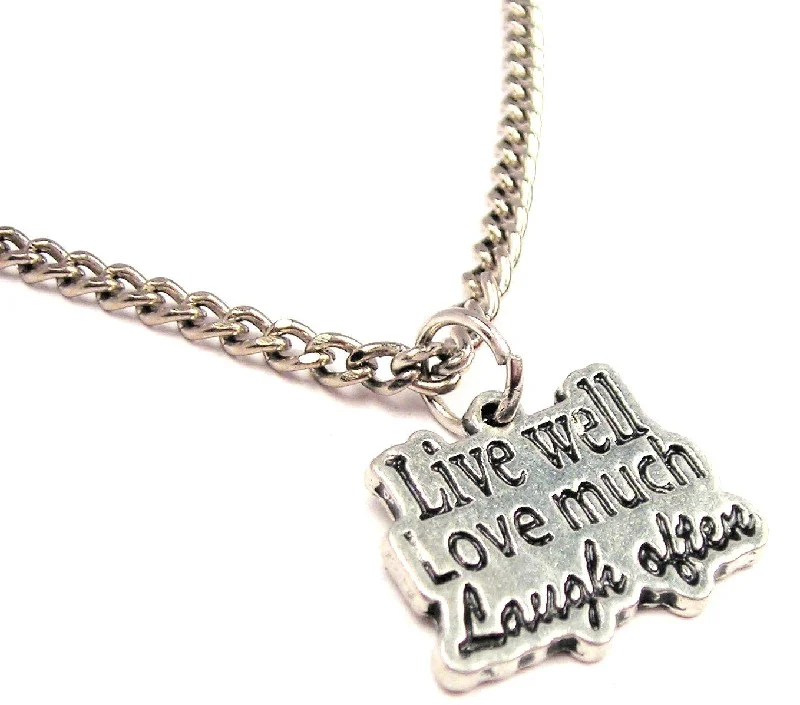 women's necklaces with gold chain -Live Well Love Much Laugh Often Single Charm Necklace