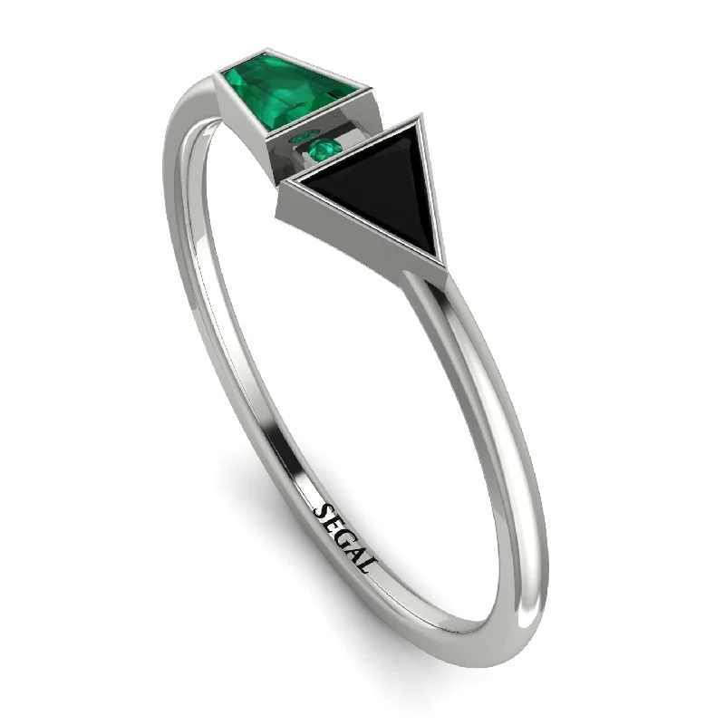 women's rings with pave diamonds -Geometrical Arrow Emerald Ring - Gracie No. 24