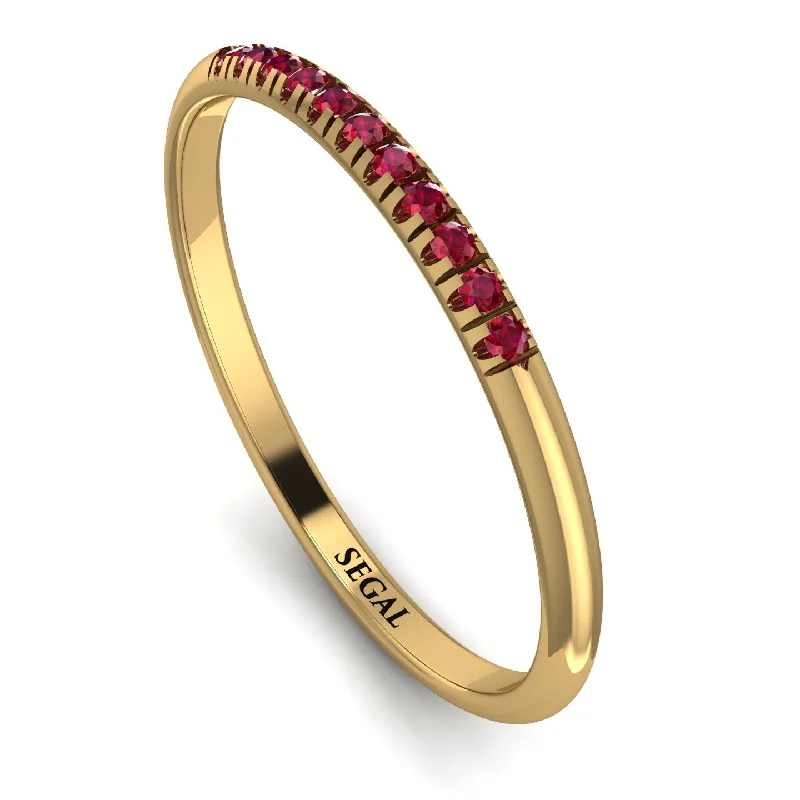 women's rings for everyday wear -Half Eternity Band With Ruby - Ayla No. 10