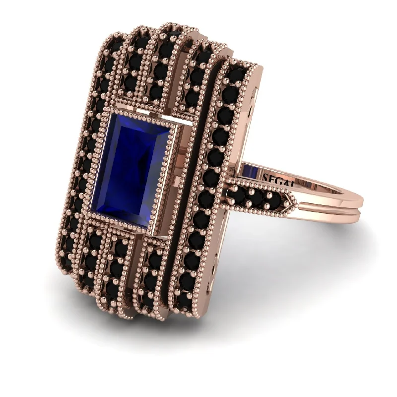 women's rings boho style -Unmatched Style Gold Baguette Sapphire Ring - Jean No. 44