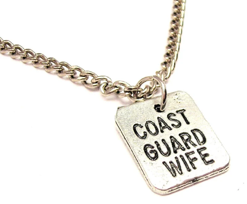 women's necklaces adjustable -Coast Guard Wife Single Charm Necklace