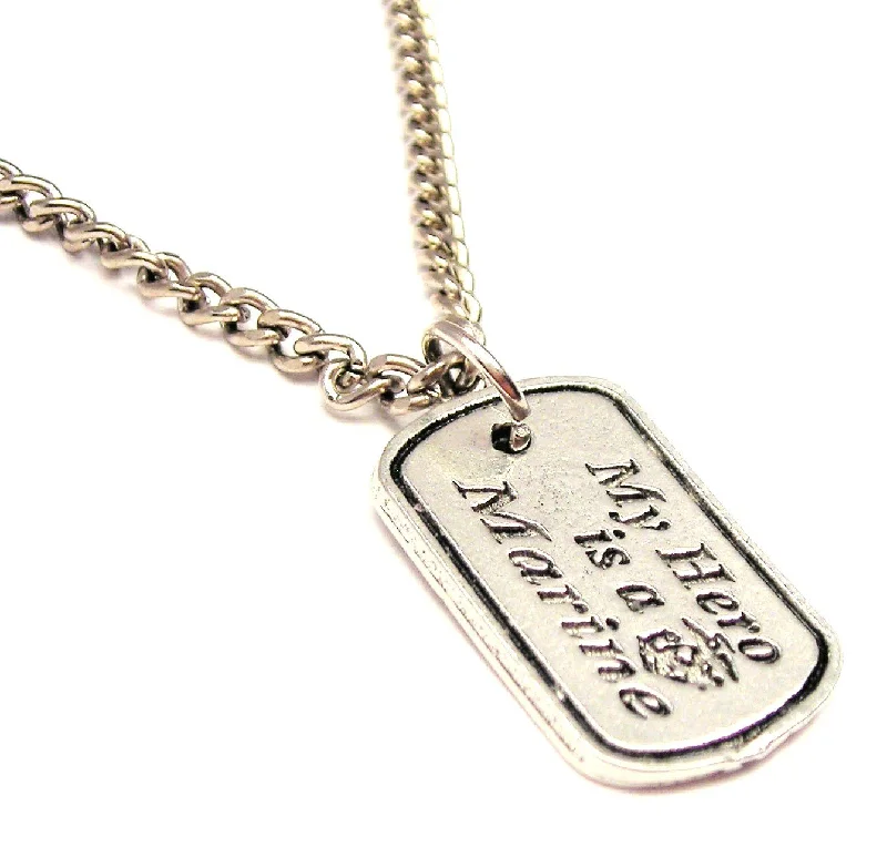 women's necklaces star pendant -My Hero Is A Marine Single Charm Necklace