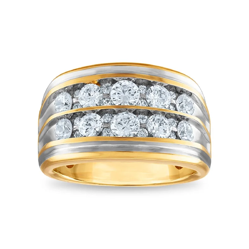 engagement rings with heart-shaped diamond -Signature 2 CTW Diamond Wedding Double Row Ring in 14KT Yellow Gold