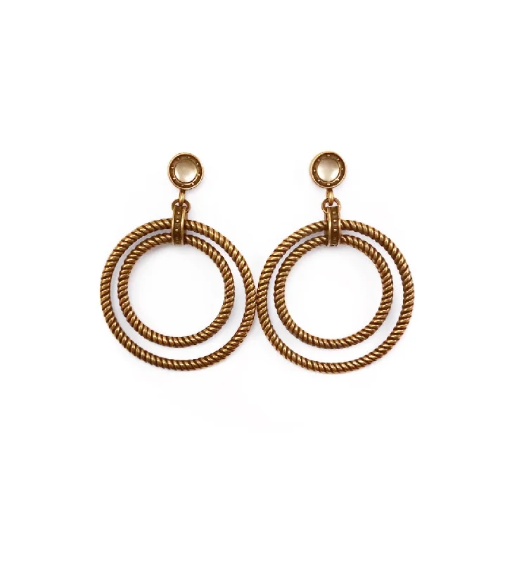 women's earrings with crystals -Double Rope Hoop Earrings