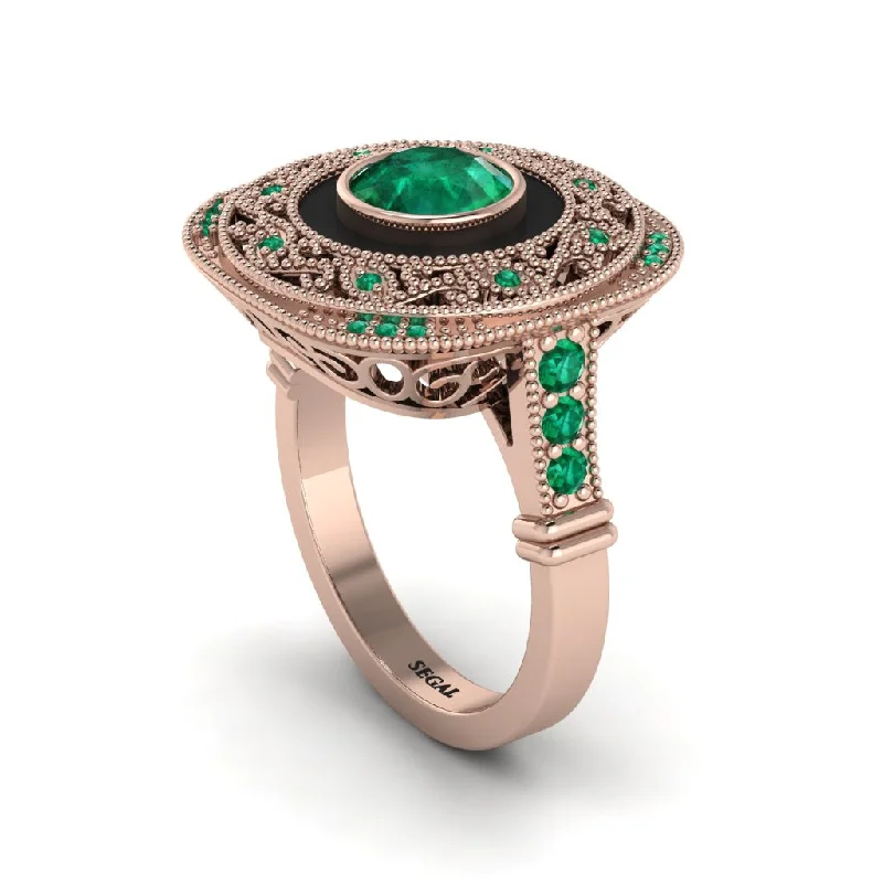 women's rings eternity band -Fancy Art Deco Emerald Ring - Pauline No. 20