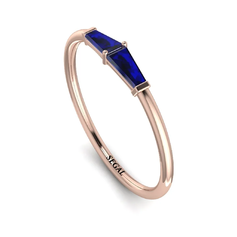 women's rings boho style -Thin Baguette Sapphire Ring - Julianna No. 14