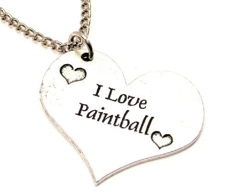 women's necklaces designer brand -I Love Paintball Single Charm Necklace