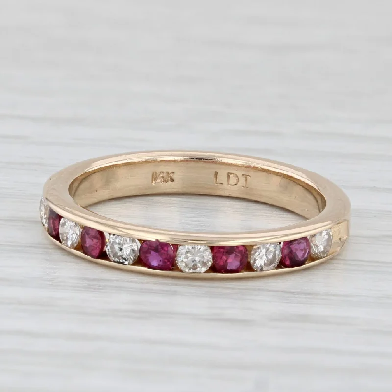 engagement rings for luxurious proposals -0.59ctw Ruby Diamond Band 14k Yellow Gold Size 6.25 Wedding Stackable Ring