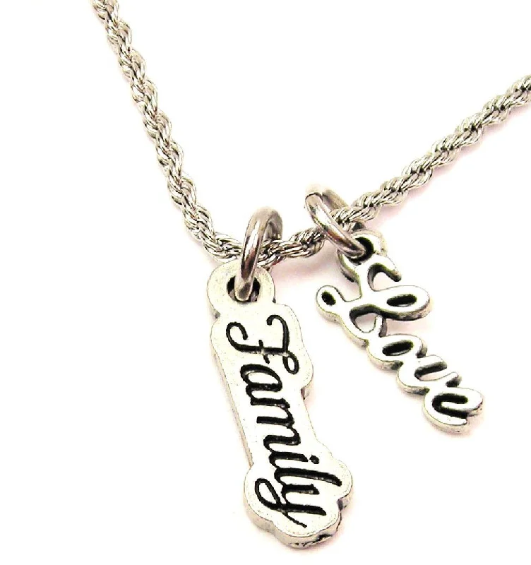 women's necklaces infinity symbol -Family 20" Chain Necklace With Cursive Love Accent