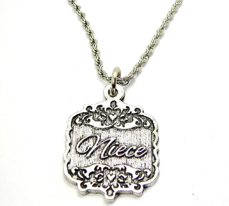 women's necklaces adjustable -Niece Victorian Scroll Single Charm Necklace