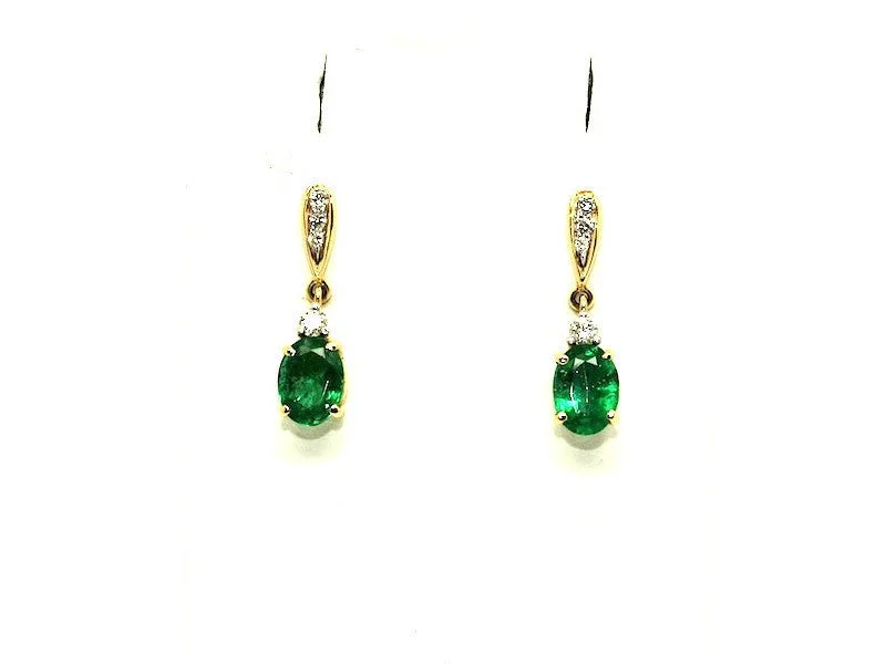 women's earrings with sapphire -Emerald And Diamond Classic Earring  Ad No. 0223