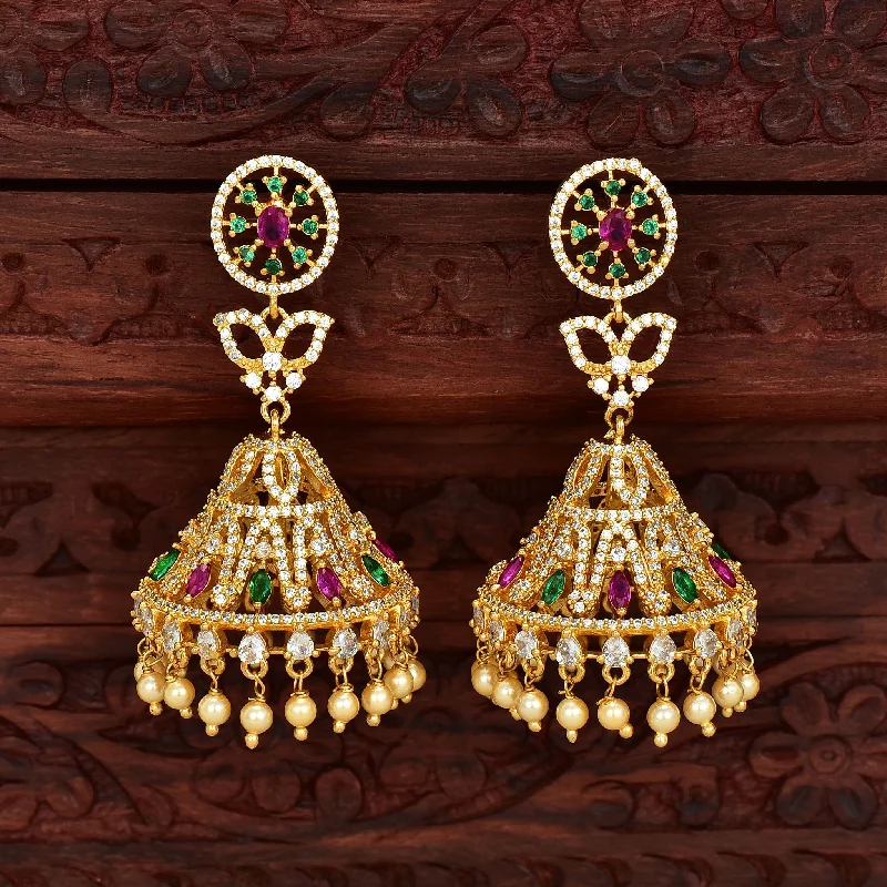 women's earrings for evening wear -Zirconia Jhumka Earrings