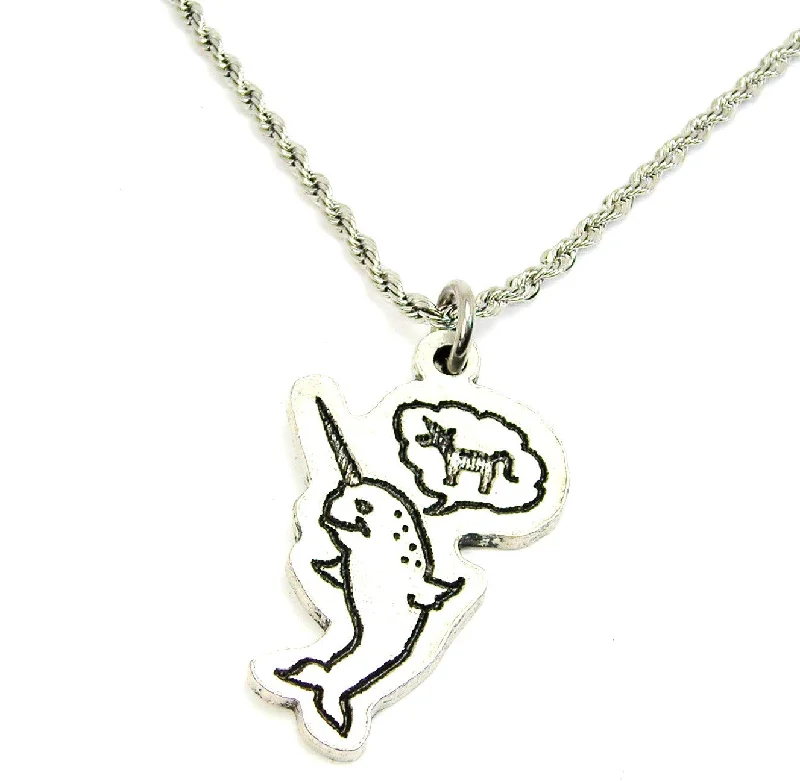 women's necklaces with celestial stars -Believe In Yourself Narwhal Single Charm Necklace