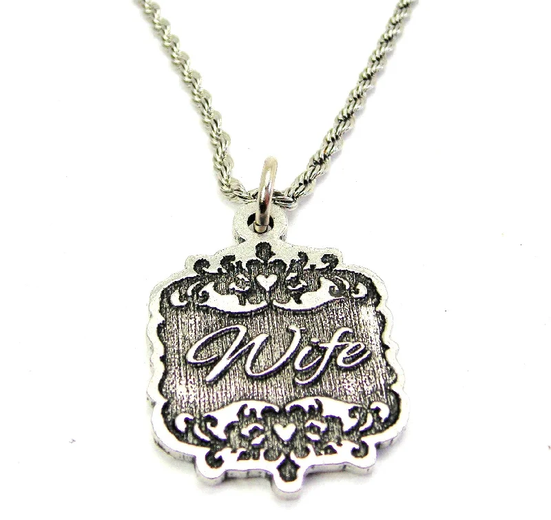 women's necklaces sapphire -Wife Victorian Scroll Single Charm Necklace