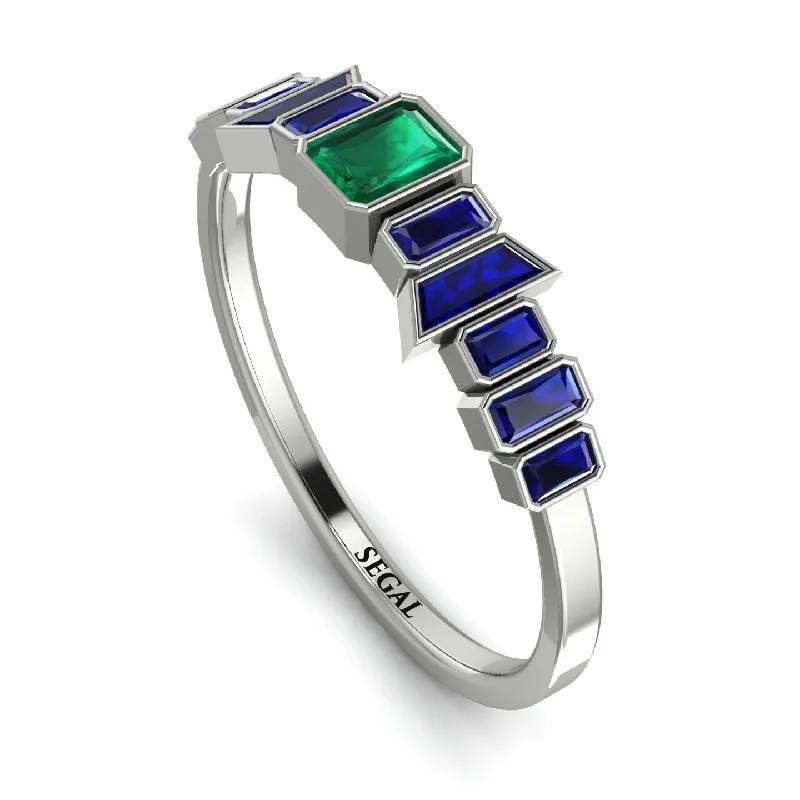 women's rings with diamond eternity -Emerald Emerald Mix Band - Valerie No. 66