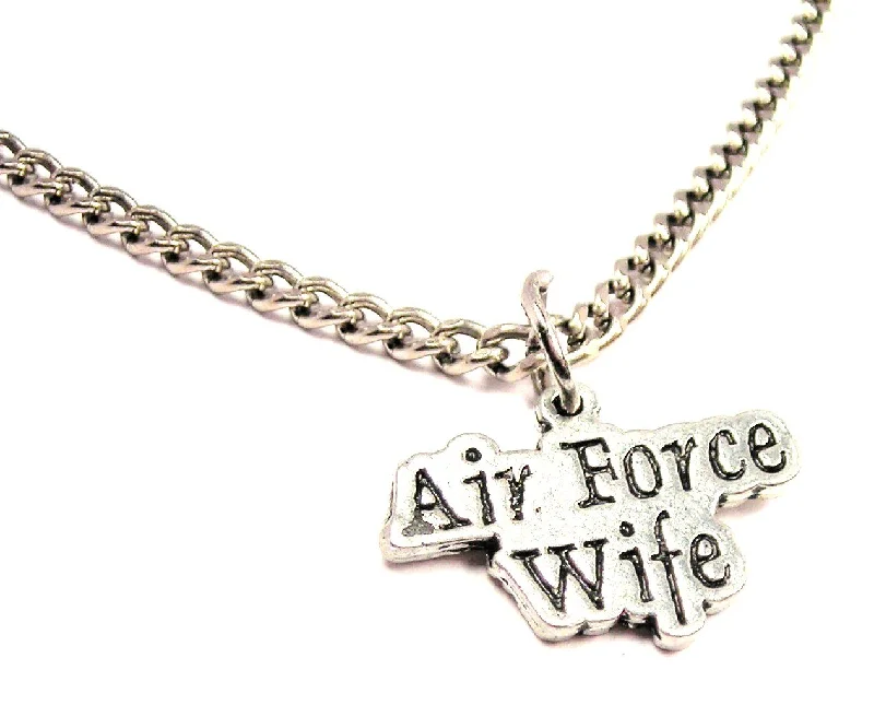 women's necklaces with horseshoe design -Air Force Wife Single Charm Necklace