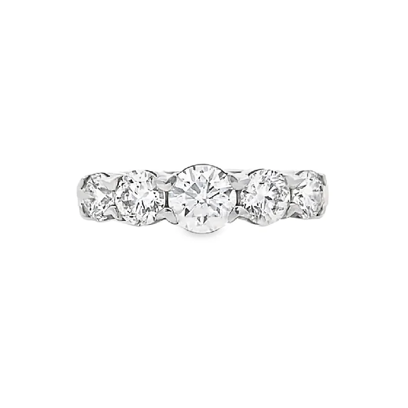 engagement rings with nature-inspired design -Five Stone Diamond Wedding/Anniversary Band in White Gold by B&C