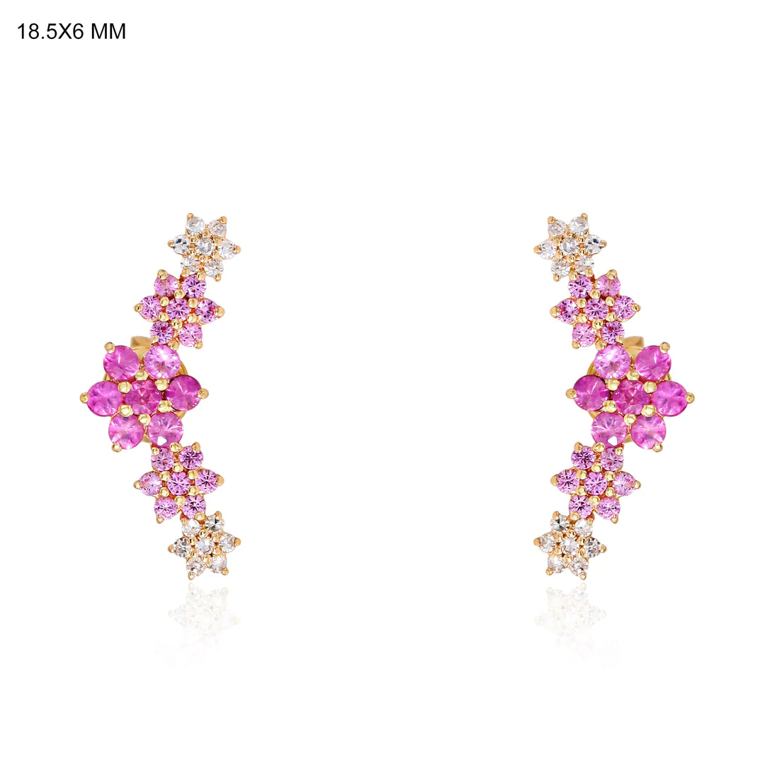 women's earrings luxury brand -Pink Ombre Flower Crawlers PAIR Earrings