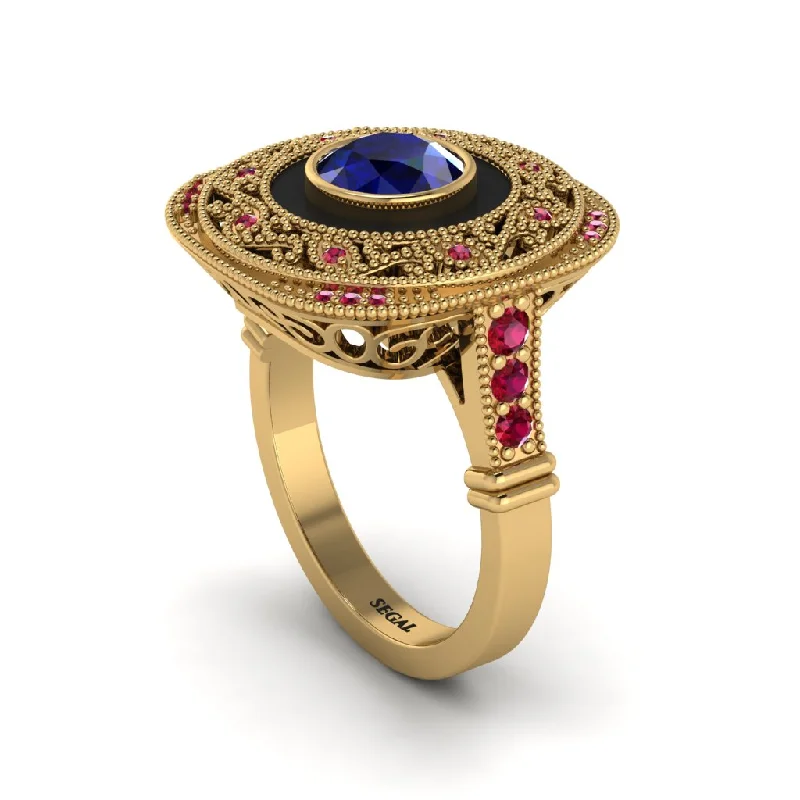 women's rings with infinity band -Fancy Art Deco Sapphire Ring - Pauline No. 58