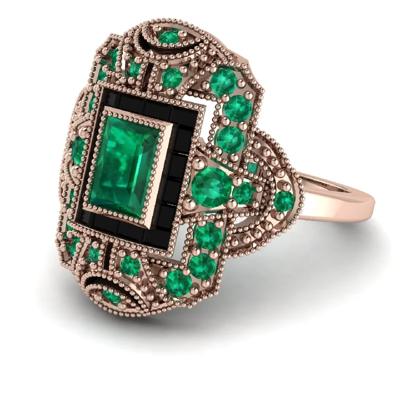 women's rings with vintage cut -Victorian Gold Ring With Emerald - Janice No. 35