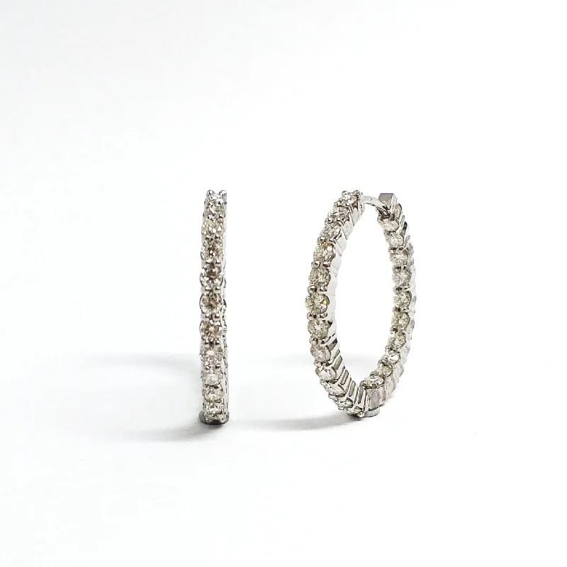 women's earrings gold -Diamond Eternity Hoop Earrings